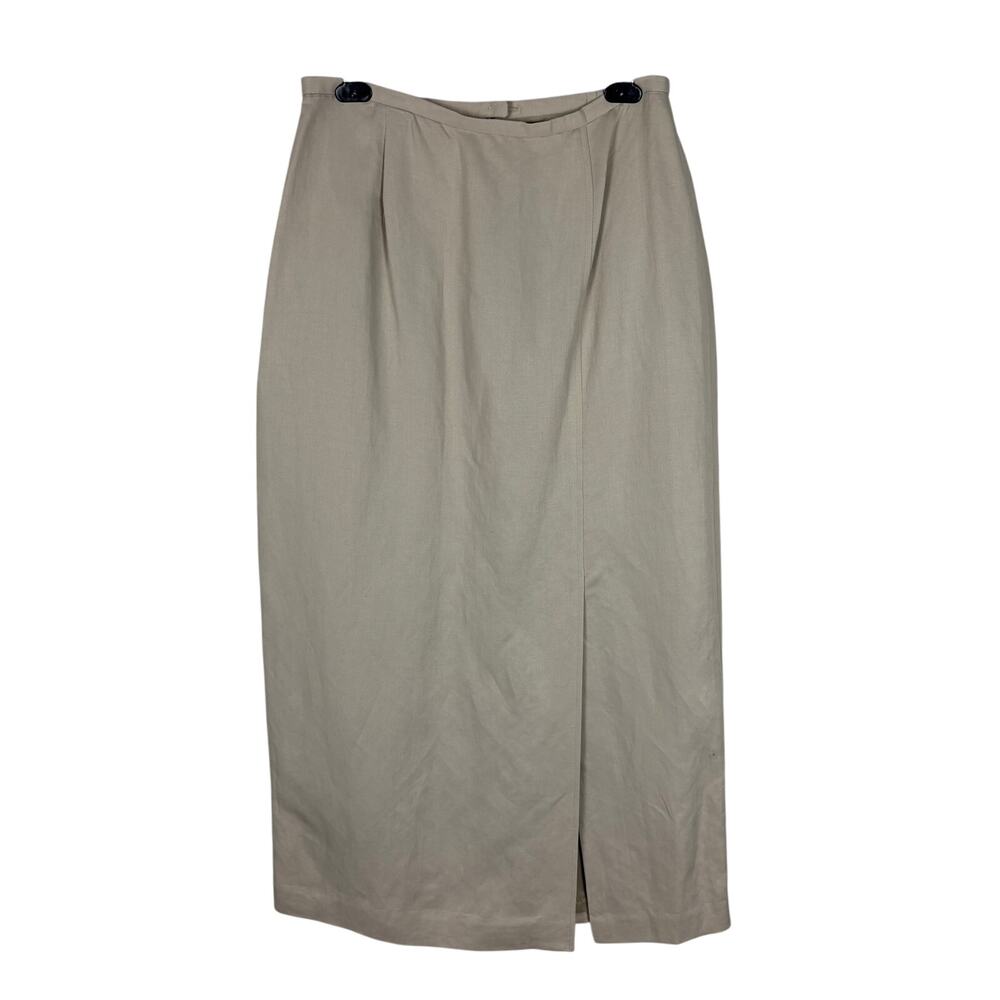 Susan Bristol Midi Maxi Skirt 12 Beige Linen Blend